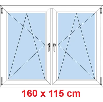 Okno Soft Dvoukřídlé plastové okno 160x115 cm, OS+OS, se sloupkem