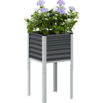 Truhlík vidaXL Zahradní květináč 45 x 45 x 88 cm, odolná ocel [4008964] Barva: Ocel/Antracitový