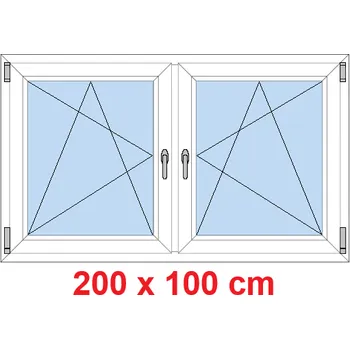 Okno Soft Dvoukřídlé plastové okno 200x100 cm, OS+OS, se sloupkem