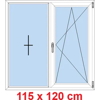 Okno Soft Dvoukřídlé plastové okno 115x120 cm, FIX+OS