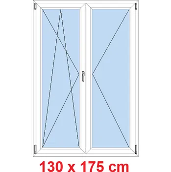 Okno Soft Dvoukřídlé balkonové dveře 130x175 cm, otevíravé a sklopné