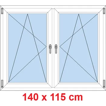 Okno Soft Dvoukřídlé plastové okno 140x115 cm, OS+OS, se sloupkem