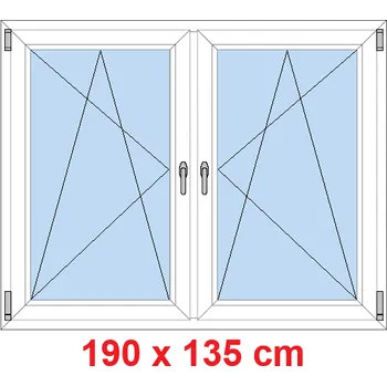 Okno Soft Dvoukřídlé plastové okno 190x135 cm, OS+OS, se sloupkem