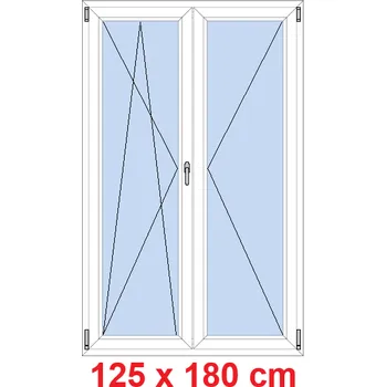 Okno Soft Dvoukřídlé balkonové dveře 125x180 cm, otevíravé a sklopné