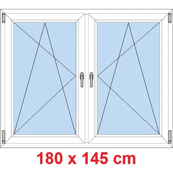 Okno Soft Dvoukřídlé plastové okno 180x145 cm, OS+OS, se sloupkem