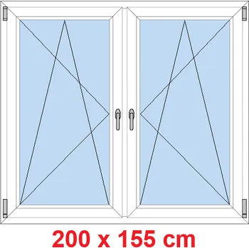 Okno Soft Dvoukřídlé plastové okno 200x155 cm, OS+OS, se sloupkem