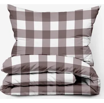 Povlečení Bavlněné povlečení Káro hnědé Zapínání: knoflík, Velikost polštáře: 70x90, Velikost přikrývky: 140x200