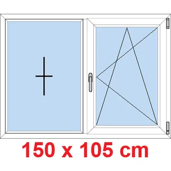 Okno Soft Dvoukřídlé plastové okno 150x105 cm, FIX+OS