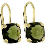 Goldstore Zlaté náušnice čtvercový Vltavín Váha: 2.50 g