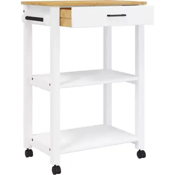 Servírovací stolek Servírovací stolek, kolečka, masivní borovice, bílá, dub, LEORANTA