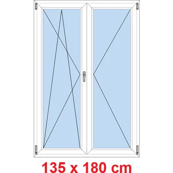 Okno Soft Dvoukřídlé balkonové dveře 135x180 cm, otevíravé a sklopné