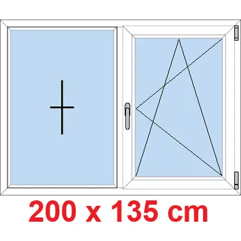 Okno Soft Dvoukřídlé plastové okno 200x135 cm, FIX+OS