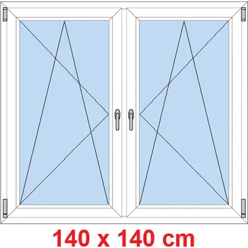 Okno Soft Dvoukřídlé plastové okno 140x140 cm, OS+OS, se sloupkem