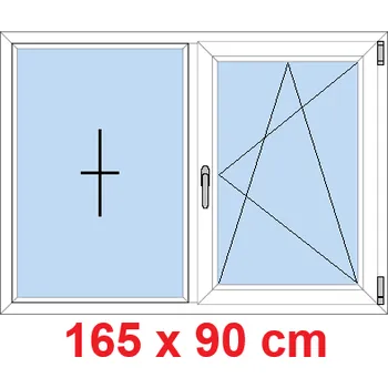 Okno Soft Dvoukřídlé plastové okno 165x90 cm, FIX+OS