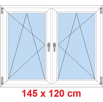 Okno Soft Dvoukřídlé plastové okno 145x120 cm, OS+OS, se sloupkem