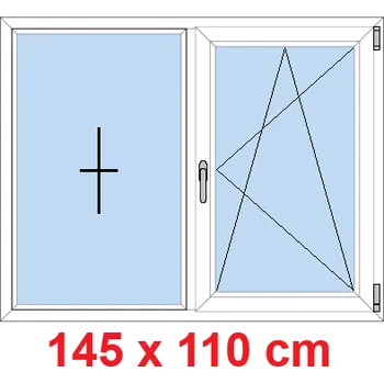 Okno Soft Dvoukřídlé plastové okno 145x110 cm, FIX+OS