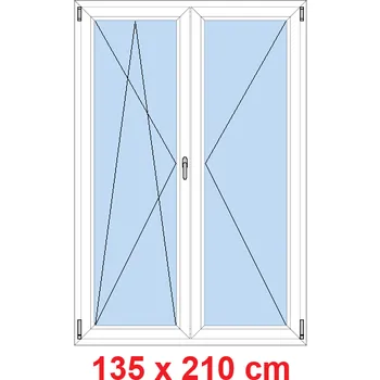 Okno Soft Dvoukřídlé balkonové dveře 135x210 cm, otevíravé a sklopné
