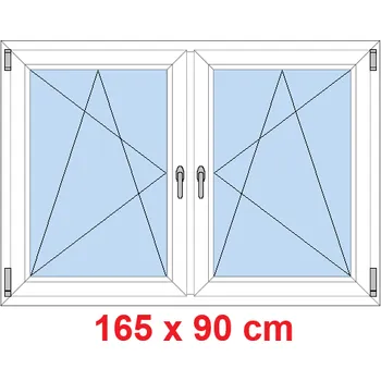 Okno Soft Dvoukřídlé plastové okno 165x90 cm, OS+OS, se sloupkem