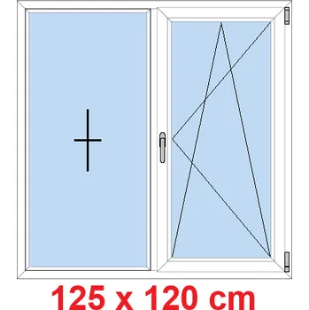 Okno Soft Dvoukřídlé plastové okno 125x120 cm, FIX+OS