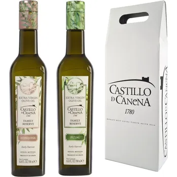Dárkový potravinový koš Dárkové balení prémiového extra panenského olivového oleje Castillo de Canena 2 x 500 ml