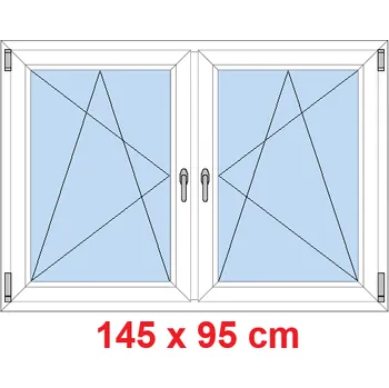 Okno Soft Dvoukřídlé plastové okno 145x95 cm, OS+OS, se sloupkem