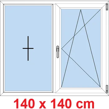 Okno Soft Dvoukřídlé plastové okno 140x140 cm, FIX+OS