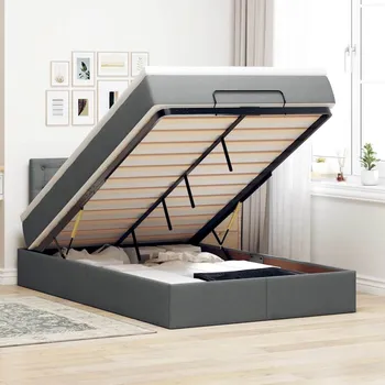 Postel zahrada-XL Osmanská postel s matrací & LED tmavě šedá 120x200 cm látka 3312465