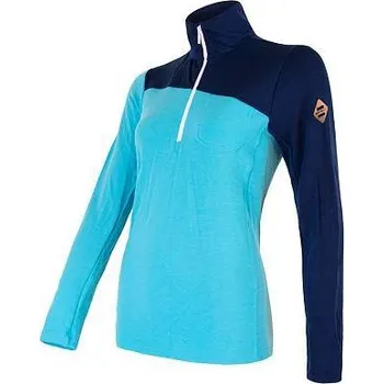 SENSOR MERINO EXTREME dámské triko dl.rukáv zip tm.modrá/modrá Velikost: L