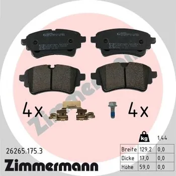 Brzdová destička Sada brzdových destiček, kotoučová brzda ZIMMERMANN 26265.175.3