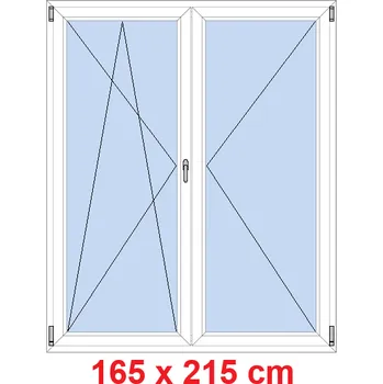 Okno Soft Dvoukřídlé balkonové dveře 165x215 cm, otevíravé a sklopné