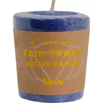 Svíčka Čakrová votivní Svíčka Přání Fair Trade 10 hod. (varianty dle čakry) - Čakra: 6 (třetí oko)
