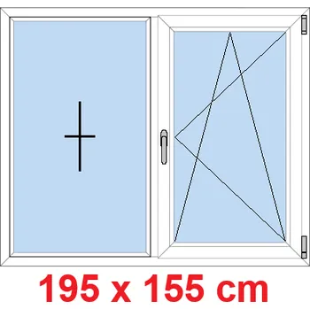 Okno Soft Dvoukřídlé plastové okno 195x155 cm, FIX+OS