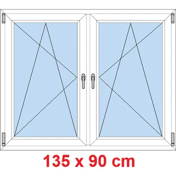 Okno Soft Dvoukřídlé plastové okno 135x90 cm, OS+OS, se sloupkem