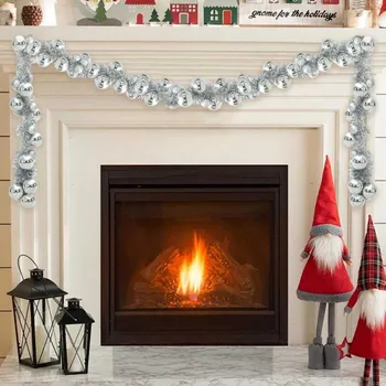 Vánoční dekorace Vánoční koule girlanda Stříbrná 186 cm Polystyren