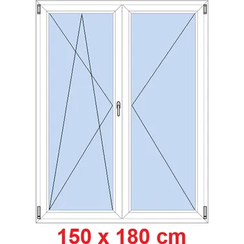 Okno Soft Dvoukřídlé balkonové dveře 150x180 cm, otevíravé a sklopné