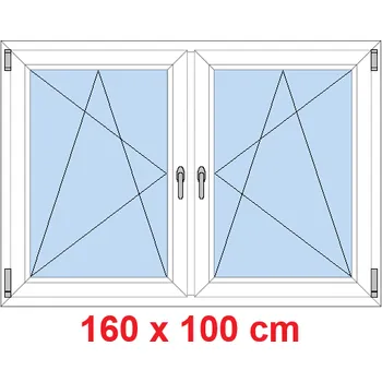 Okno Soft Dvoukřídlé plastové okno 160x100 cm, OS+OS, se sloupkem