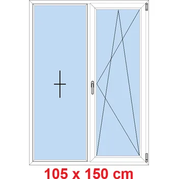 Okno Soft Dvoukřídlé plastové okno 105x150 cm, FIX+OS