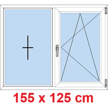 Okno Soft Dvoukřídlé plastové okno 155x125 cm, FIX+OS