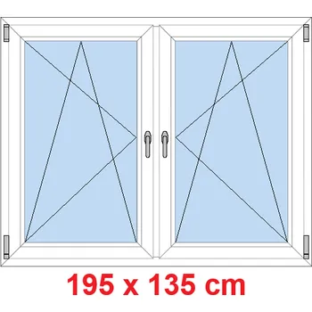 Okno Soft Dvoukřídlé plastové okno 195x135 cm, OS+OS, se sloupkem