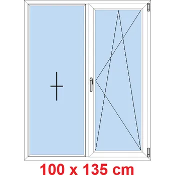 Okno Soft Dvoukřídlé plastové okno 100x135 cm, FIX+OS