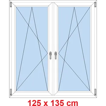 Okno Soft Dvoukřídlé plastové okno 125x135 cm, OS+OS, se sloupkem