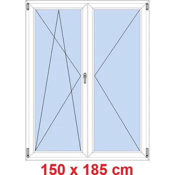 Okno Soft Dvoukřídlé balkonové dveře 150x185 cm, otevíravé a sklopné