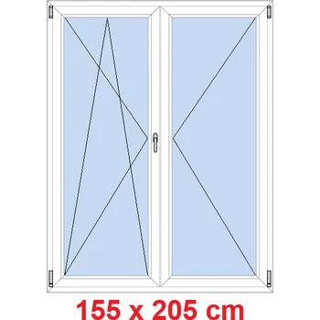 Okno Soft Dvoukřídlé balkonové dveře 155x205 cm, otevíravé a sklopné