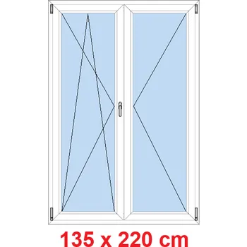 Okno Soft Dvoukřídlé balkonové dveře 135x220 cm, otevíravé a sklopné