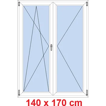 Okno Soft Dvoukřídlé balkonové dveře 140x170 cm, otevíravé a sklopné