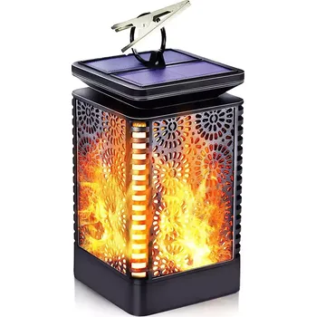 Stojací lampa Interlook Solární lampa - stolní svítilna SMF-12LED | Zahradní solární lampa LED svítilna svítilna lucerna | 17cm 600mAh efekt plamene