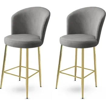 Barová židle Bar Stool Set (2 Pieces) Fora - Grey, Gold