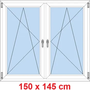 Okno Soft Dvoukřídlé plastové okno 150x145 cm, OS+OS, se sloupkem