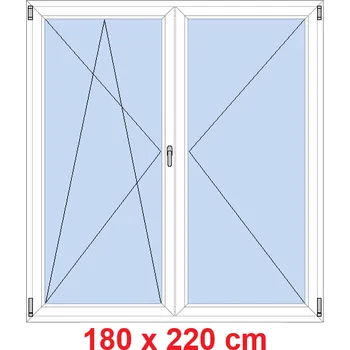 Okno Soft Dvoukřídlé balkonové dveře 180x220 cm, otevíravé a sklopné
