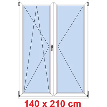 Okno Soft Dvoukřídlé balkonové dveře 140x210 cm, otevíravé a sklopné